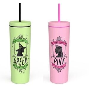 Wicked 23 oz. Pink & Green Tumbler Set Glinda & Elphaba Target Exclusive NWT